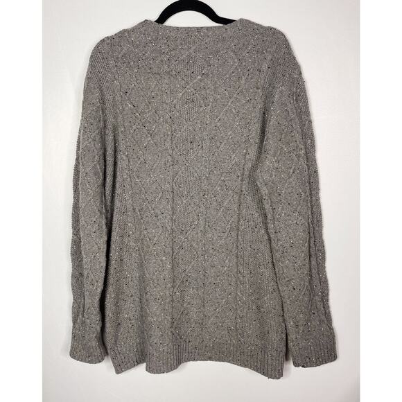 Misslook Womens XLarge Gray Marled Cableknit Crew Neck Pullover Sweater Cotton - Picture 2 of 8